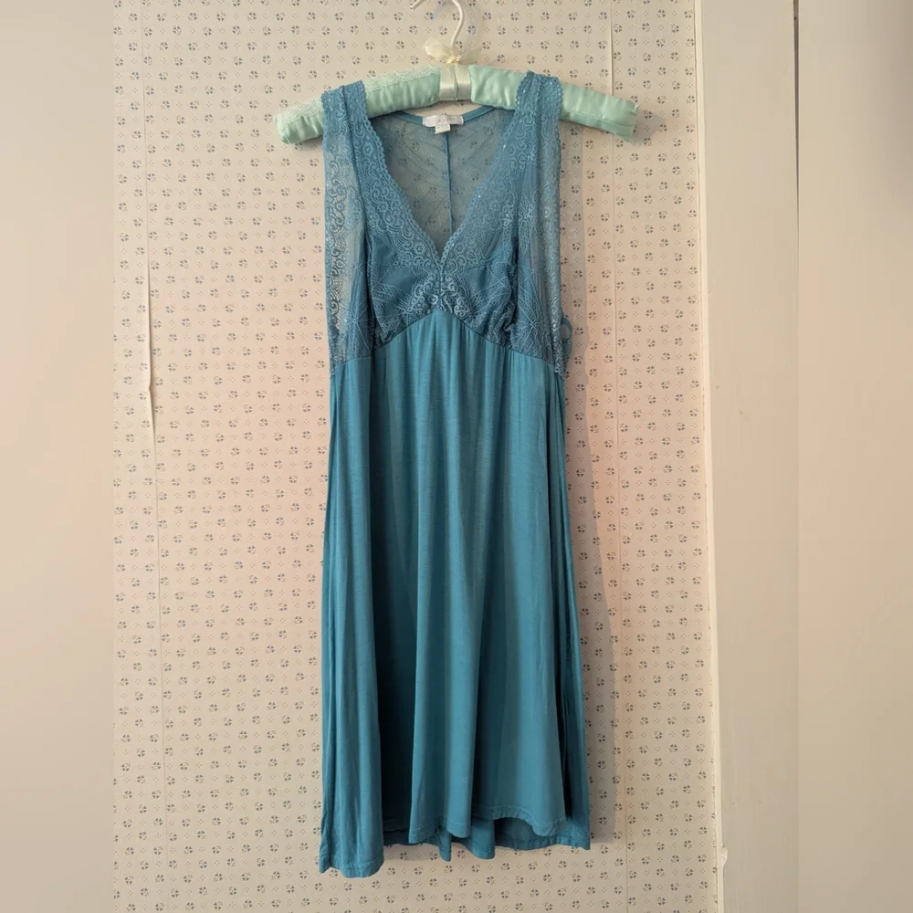 fleur t Lace Nightgown Slip Dress Aqua Baby Doll Turquoise Date Night In M Sexy